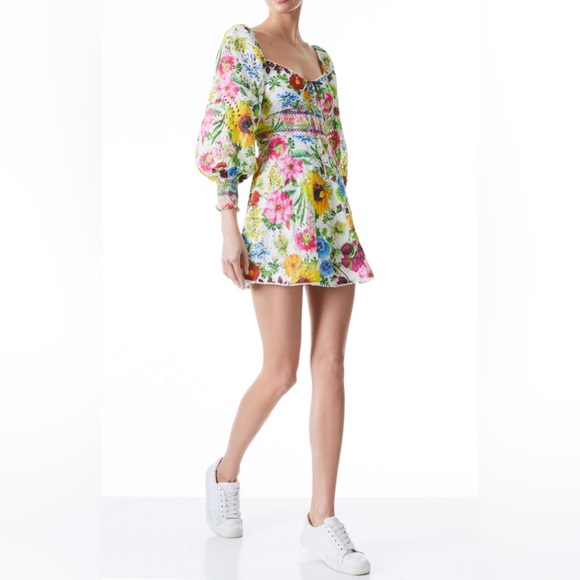 Alice + Olivia Crawford Sweetheart Floral Mini Dress Size 6 - Picture 3 of 14